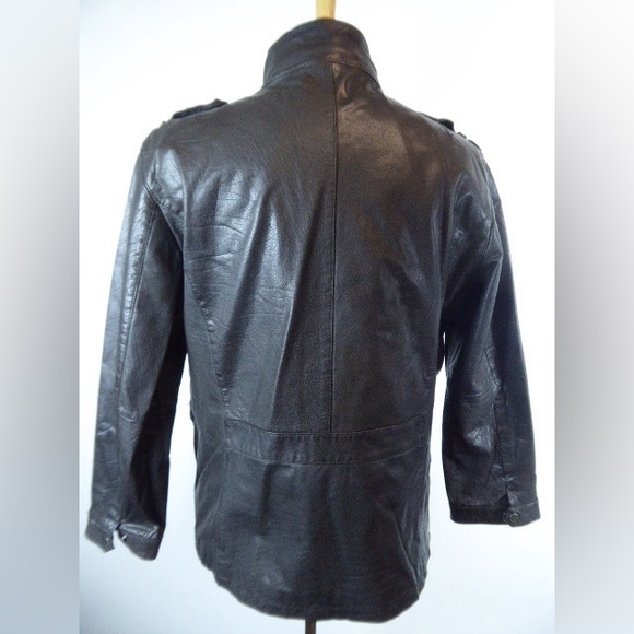 Zara Man black genuine leather motorcycle biker jacket xl - Picture 4 of 8